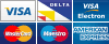Visa, Visa Delta, Visa Electron, MasterCard, Maestro, American Express