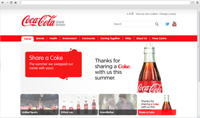 Coca Cola website
