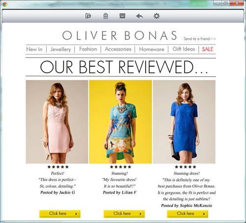 Oliver Bonas reviews email newsletter