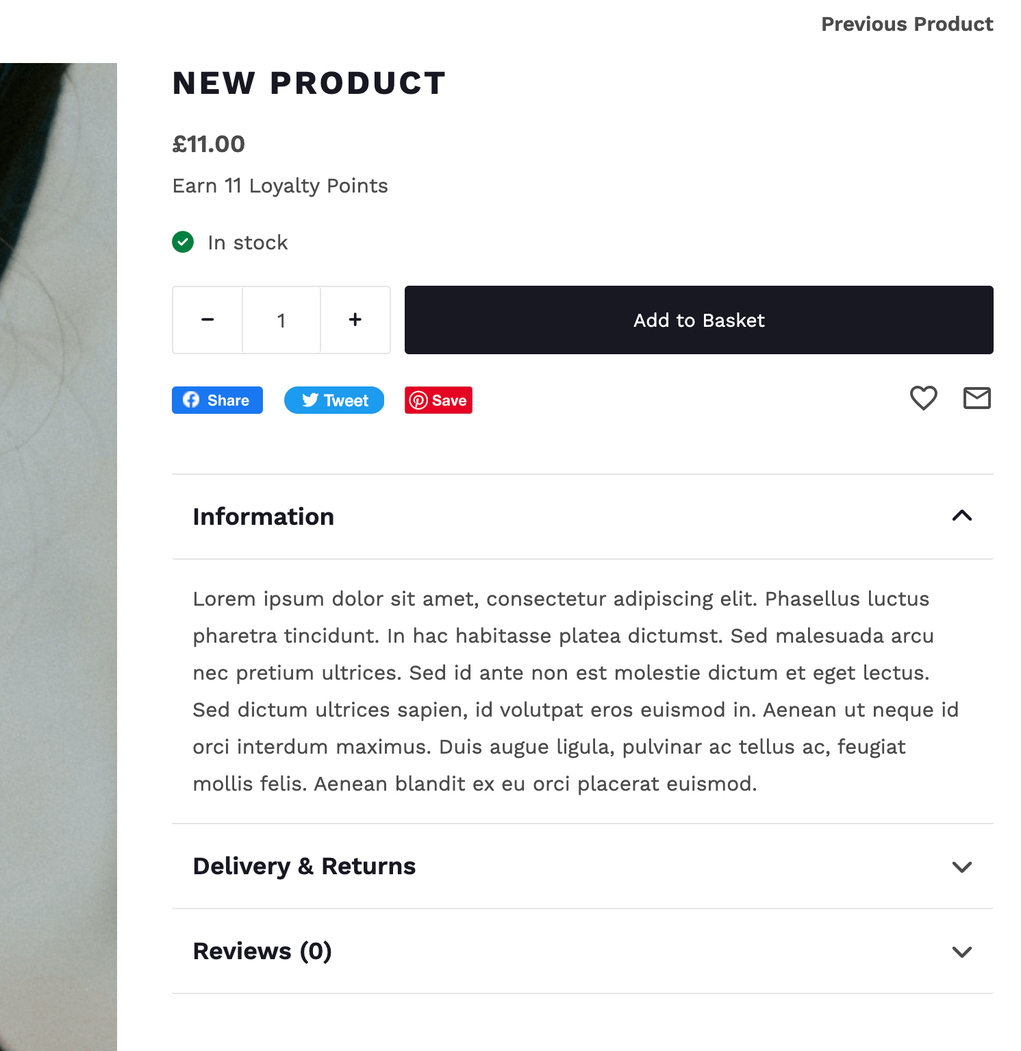 Product tab on website