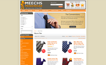 Clip on Ties at Meechs Menswear