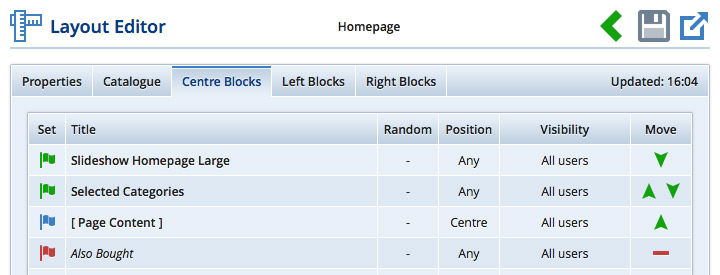 Home page layout