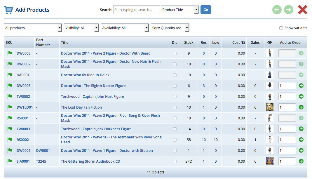 Add Products To Purchase Order