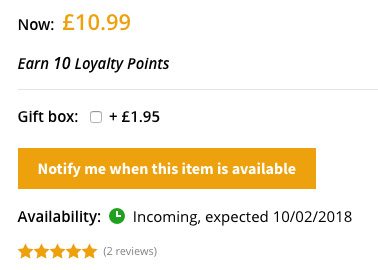 Availability message - expected delivery