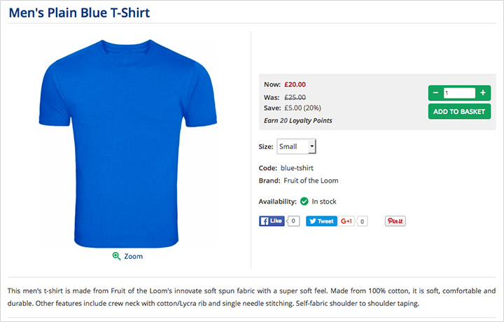 Blue T-Shirt Product Page