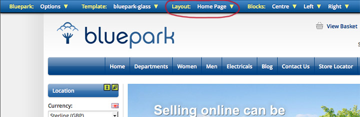 Check layout assigned to home page
