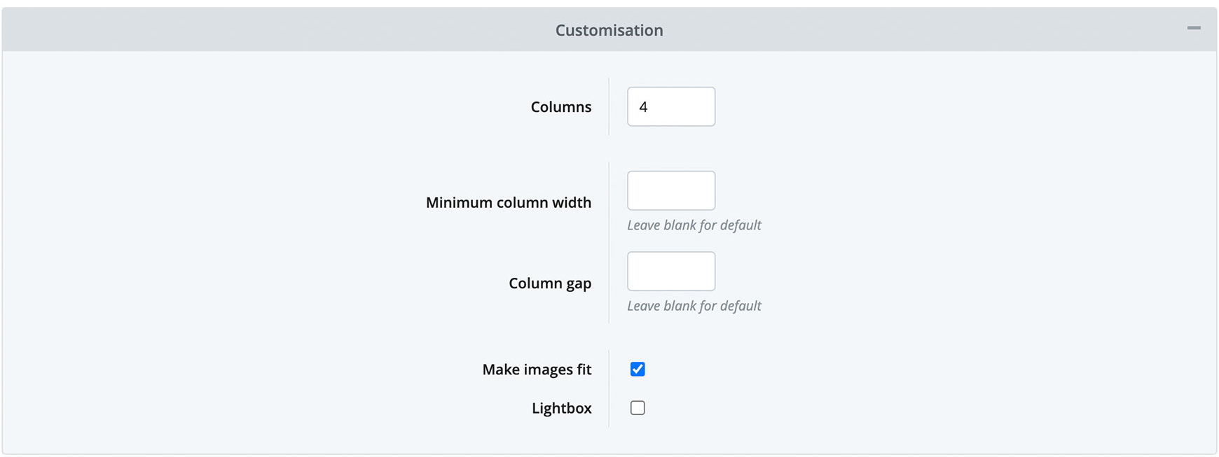 Columns block - Settings tab