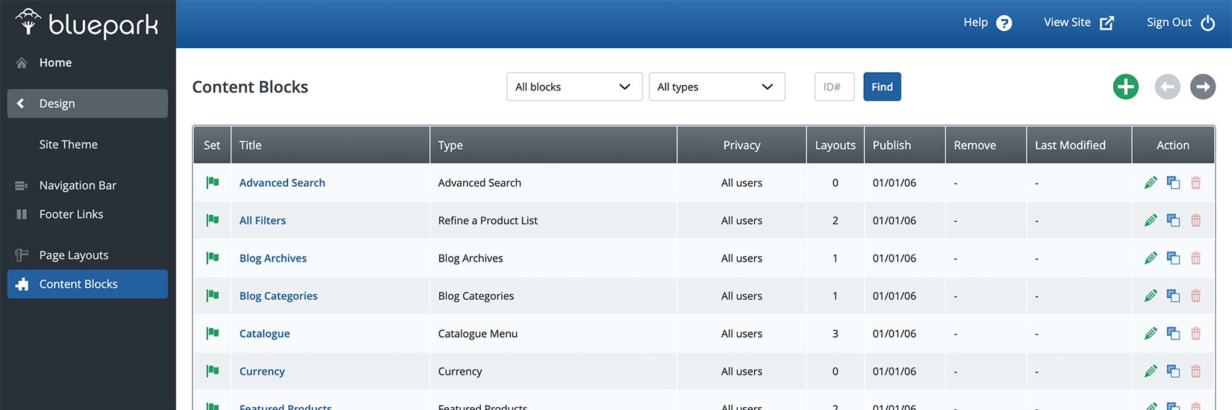 Edit Content Blocks via admin panel