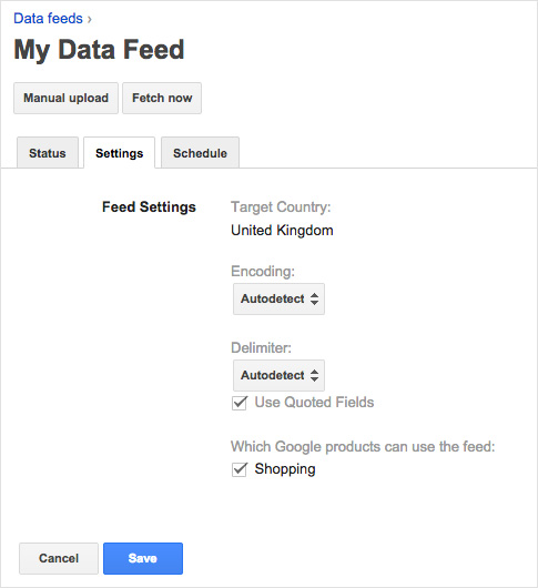 Data Feed Settings
