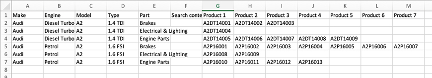 Product finder export