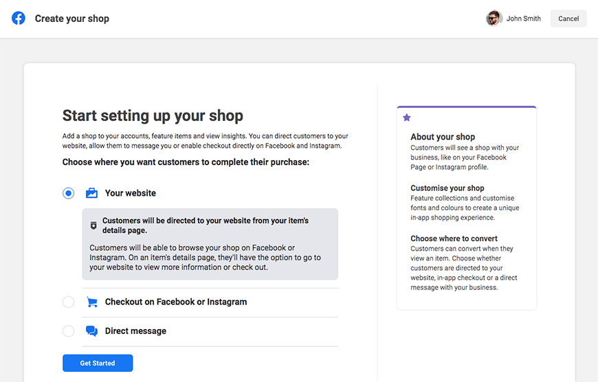 Facebook Commerce Manager Onboarding