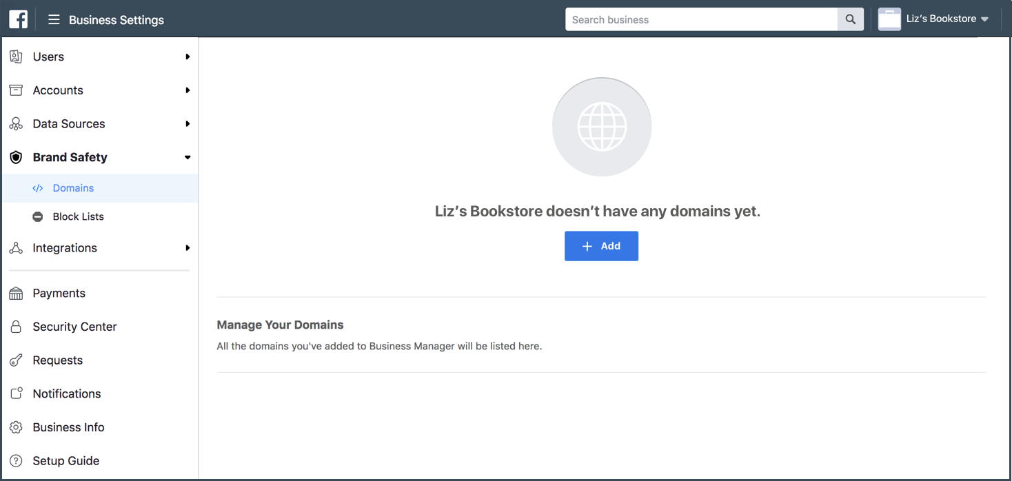 Verify domain on Facebook Business