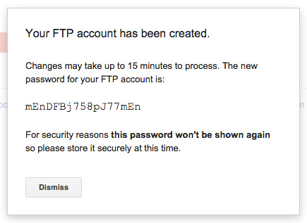 FTP account created