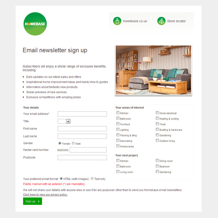 Homebase Email Sign Up Form