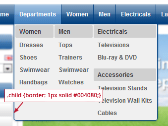 Mega menu border