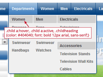 Mega menu heading font
