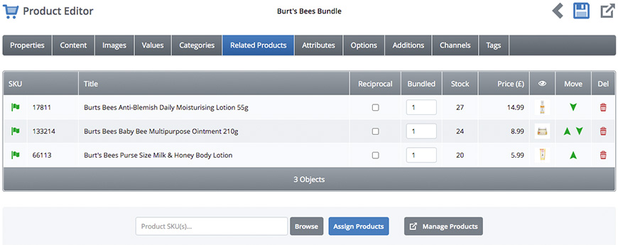 Bundle component products