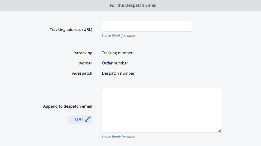 Shipping Fulfilment - Despatch Email