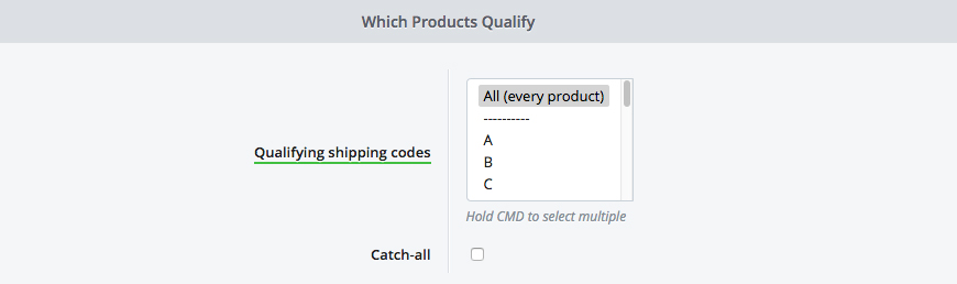 Shipping Properties - Qualifying Products