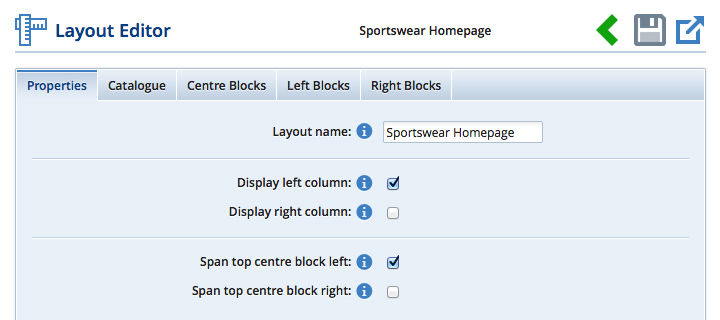 Sportswear home page layout