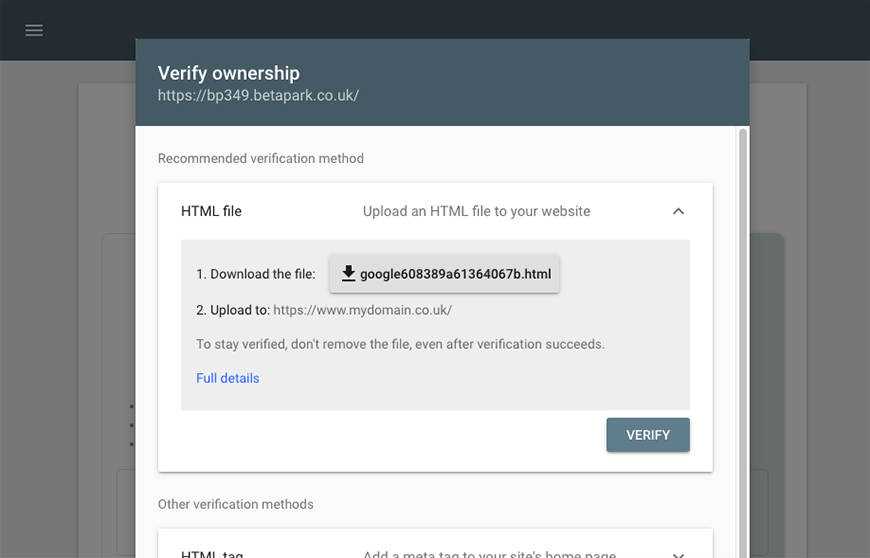 Google Search Console Verification