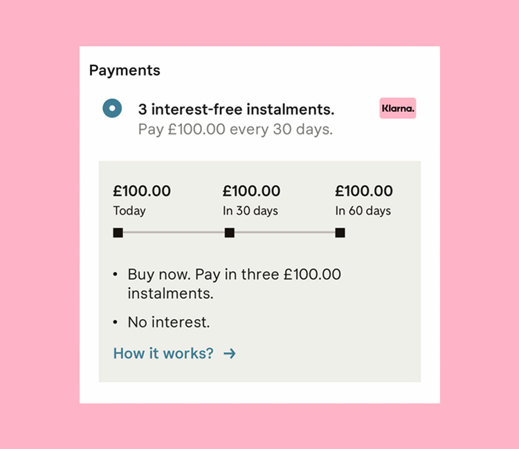 Klarna Interest-free instalments