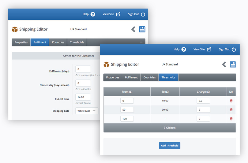 Multiple shipping method options